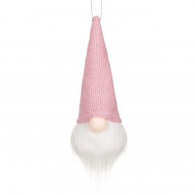 Στολίδι Χριστουγεννιάτικου Δέντρου Άγιος Βασίλης Gnome Ροζ Πλεκτό Σκουφί 5x15 cm