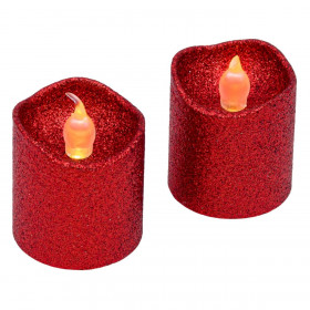 Χριστουγεννιάτικα Διακοσμητικά Ρεσώ LED Κόκκινο Glitter Θερμό Λευκό 3.5x4cm- 2 τμχ. 