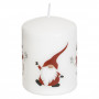 Κερί Κολώνα Χριστουγεννιάτικο Λευκό Τύπωμα Φιγούρες Χιονάνθρωπο Άγιο Βασίλη Gnome 6x8cm