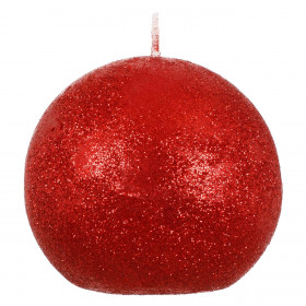 Κερί Μπάλα Χριστουγεννιάτικο Κόκκινο Glitter 6cm 