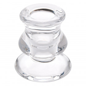 Κηροπήγιο Διακοσμητικό Κοντό Γυάλινο Στρογγυλή Βάση Διάφανο 5.5x6cm