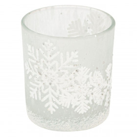 Χριστουγεννιάτικη Θήκη Ρεσώ Λευκό Frosty Ποτήρι Λευκές Νιφάδες 7x8cm