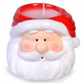 Χριστουγεννιάτικη Κεραμική Φιγούρα Άγιος Βασίλης με Κερί 6x6x6cm