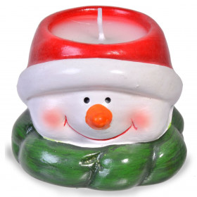 Χριστουγεννιάτικη Κεραμική Φιγούρα Χιονάνθρωπου με Κερί 8x6x6cm