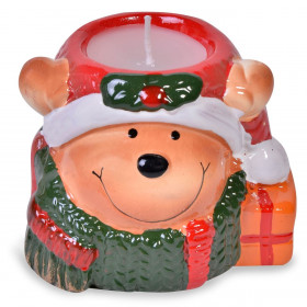 Χριστουγεννιάτικο Κεραμικό Αρκουδάκι με Κερί 7x6x6cm