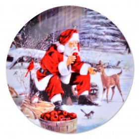 Χριστουγεννιάτικο Πιάτο Πορσελάνη Άγιος Βασίλης Ελάφι 19cm