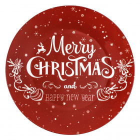 Χριστουγεννιάτικο Πιάτο Πορσελάνη Κόκκινο Merry Christmas 19cm