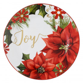 Χριστουγεννιάτικο Πιάτο Πορσελάνη Λευκό Αλεξανδρινά Joy 19cm