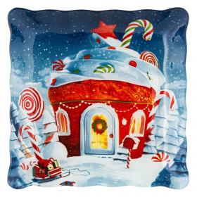 Χριστουγεννιάτικο Πιάτο Γλυκού Γυάλινο Τετράγωνο Cupcake Ζαχαρωτά 17x17cm Χριστουγεννιάτικο Πιάτο Γλυκού Γυάλινο Τετράγωνο Cupcake Ζαχαρωτά 17x17cm