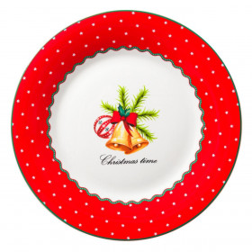Χριστουγεννιάτικο Πιάτο Πορσελάνη Σχέδιο Καμπάνες 19cm