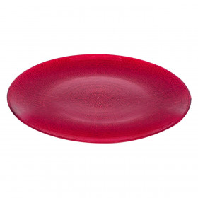 Πιάτο Σερβιρίσματος Φρούτου Γυάλινο Κόκκινο Ανάγλυφα Σχέδια 21cm