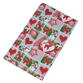 Xριστουγεννιάτικo Ποτηρόπανο Κουζίνας Βαμβακερό Γκρι Κόκκινο Αστέρια Τάρανδοι Χιονάνθρωποι 60x35cm Xριστουγεννιάτικo Ποτηρόπανο Κουζίνας Βαμβακερό Γκρι Κόκκινο Αστέρια Τάρανδοι Χιονάνθρωποι 60x35cm