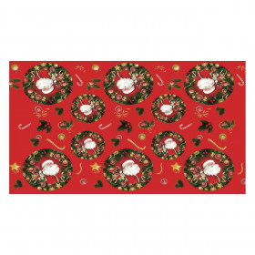 Χριστουγεννιάτικο Τραπεζομάντηλο Πλαστικό Κόκκινο Άη Βασίλης Στεφάνι 120x180 cm - 1 τμχ.
