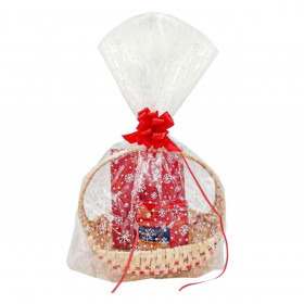 Χριστουγεννιάτικο Χαρτί Συσκευασίας Διάφανο με Νιφάδες Φιόγκο και Κορδέλα 61x76cm