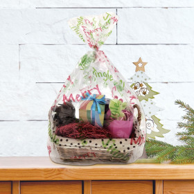 Χριστουγεννιάτικο Χαρτί Συσκευασίας Διάφανο με Σχέδια και Κορδέλα 55x63cm - 2 τμχ.