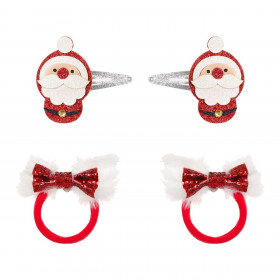 Χριστουγεννιάτικα Λαστιχάκια και Κλιπ Μαλλιών Αη Βασίλης Glitter - 4 τμχ. Χριστουγεννιάτικα Λαστιχάκια και Κλιπ Μαλλιών Αη Βασίλης Glitter - 4 τμχ.