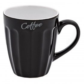 Κούπα Mini Κεραμική Μαύρη Ανάγλυφο Σχέδιο Αυλάκια &quotCoffee&quot 250 ml 