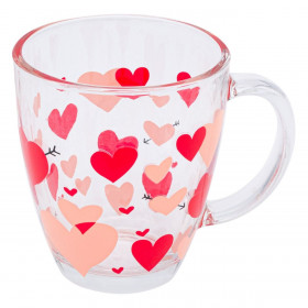 Κούπα Γυάλινη Οβάλ Διάφανη Καρδιές 310 ml