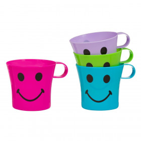 Ποτήρια Νερού Πλαστικά με Χερούλι Σχέδιο Smile 350 ml - 4 τμχ.