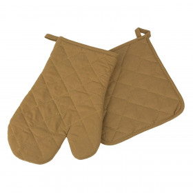 Γάντι &amp Πιάστρα Βαμβακερό Μουσταρδί - 2 τμχ.