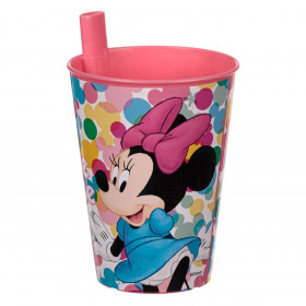 Ποτήρι Πλαστικό Ενσωματωμένο Καλαμάκι Minnie 260ml