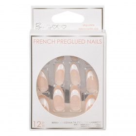 Τεχνητά Νύχια Γαλλικό Λευκό Nude με Κόλλα - 12 τμχ.