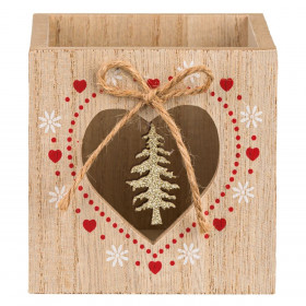 Χριστουγεννιάτικη Μολυβοθήκη Ξύλινη Καρδιά Δέντρο 8x9x9 cm