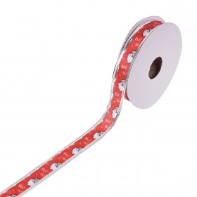 Χριστουγεννιάτικη Διακοσμητική Κορδέλα Δέντρου Κόκκινη Άγιος Βασίλης &quotHo! Ho! Ho!&quot 5m x 15mm