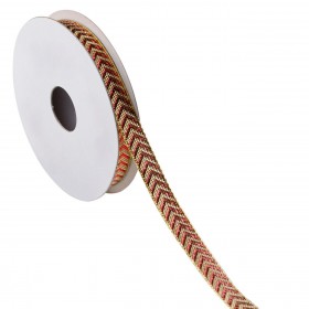 Χριστουγεννιάτικη Διακοσμητική Κορδέλα Δέντρου Κόκκινο Χρυσό 5 m x 9 mm