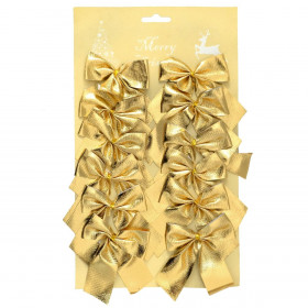 Χριστουγεννιάτικοι Διακοσμητικοί Φιόγκοι Χρυσό Glitter 12 cm - 12 τμχ.