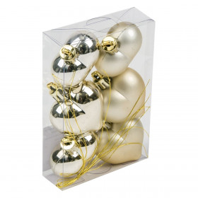 Σετ Χριστουγεννιάτικα Στολίδια Καρδιές Σαμπανί Ματ Γυαλιστερές 5 cm - 6 τμχ.