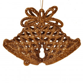 Σετ Χριστουγεννιάτικα Στολίδια Καμπάνες Μπρονζέ Διάτρητες Glitter 11 cm - 3 τμχ.