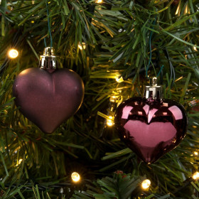 Σετ Χριστουγεννιάτικα Στολίδια Καρδιές Μωβ Ματ Γυαλιστερές 5 cm - 6 τμχ.