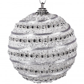  Χριστουγεννιάτικο Στολίδι Δέντρου Μπάλα Λευκή Ρίγα Πέρλα 8 cm