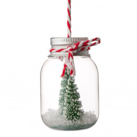 Χριστουγεννιάτικο Στολίδι Δέντρου Βάζο Διαφανο Μεταλλικό Καπάκι Δέντρα 7 cm