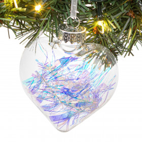 Χριστουγεννιάτικο Στολίδι Δέντρου Καρδιά Διάφανη Ιριδίζοντα Tinsel 8 cm