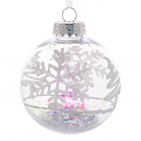 Χριστουγεννιάτικο Στολίδι Δέντρου Μπάλα Διάφανη Δέντρο Νιφάδα Glitter 8 cm