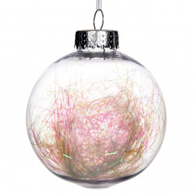 Χριστουγεννιάτικο Στολίδι Δέντρου Μπάλα Διάφανη Ιριδίζοντα Tinsel 8 cm
