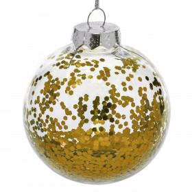 Χριστουγεννιάτικο Στολίδι Δέντρου Μπάλα Διάφανη Σαμπανί Κομφετί 8 cm