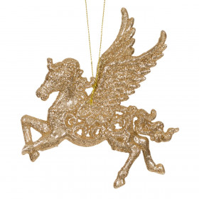 Χριστουγεννιάτικο Στολίδι Δέντρου Μονόκερος Σαμπανί Χρυσό Glitter 13.5 cm