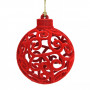 Χριστουγεννιάτικο Στολίδι Δέντρου Μπάλα Κόκκινη Διάτρητο Σχέδιο 6cm