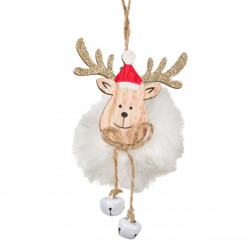 Χριστουγεννιάτικο Στολίδι Δέντρου Τάρανδος Λευκό Πον Πον 17cm Χριστουγεννιάτικο Στολίδι Δέντρου Τάρανδος Λευκό Πον Πον 17cm