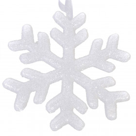 Χριστουγεννιάτικο Στολίδι Δέντρου Αφρώδης Λευκή Χιονονιφάδα Glitter 17 cm