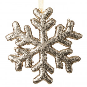 Χριστουγεννιάτικο Στολίδι Δέντρου Αφρώδης Σαμπανί Χιονονιφάδα Glitter 18 cm