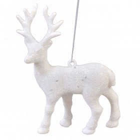 Χριστουγεννιάτικο Στολίδι Δέντρου Τάρανδος Λευκό Glitter 12.5 cm