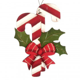 Χριστουγεννιάτικο Στολίδι Δέντρου Vintage Ξύλινα Ζαχαρωτά Γκι Φιόγκος 13 cm