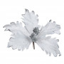 Χριστουγεννιάτικο Λουλούδι Κλιπ Αλεξανδρινό Λευκό Ασημί Glitter  22 cm