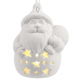 Χριστουγεννιάτικο Διακοσμητικό Μπάλα Πορσελάνη Άγιος Βασίλης Φωτιζόμενη LED 8 cm