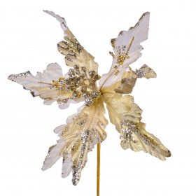 Χριστουγεννιάτικο Διακοσμητικό Αλεξανδρινό Χρυσό Ανάγλυφο Glitter 30 cm