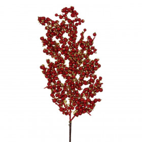 Χριστουγεννιάτικο Διακοσμητικό Κλαδί Berries Κόκκινο Glitter 47 cm